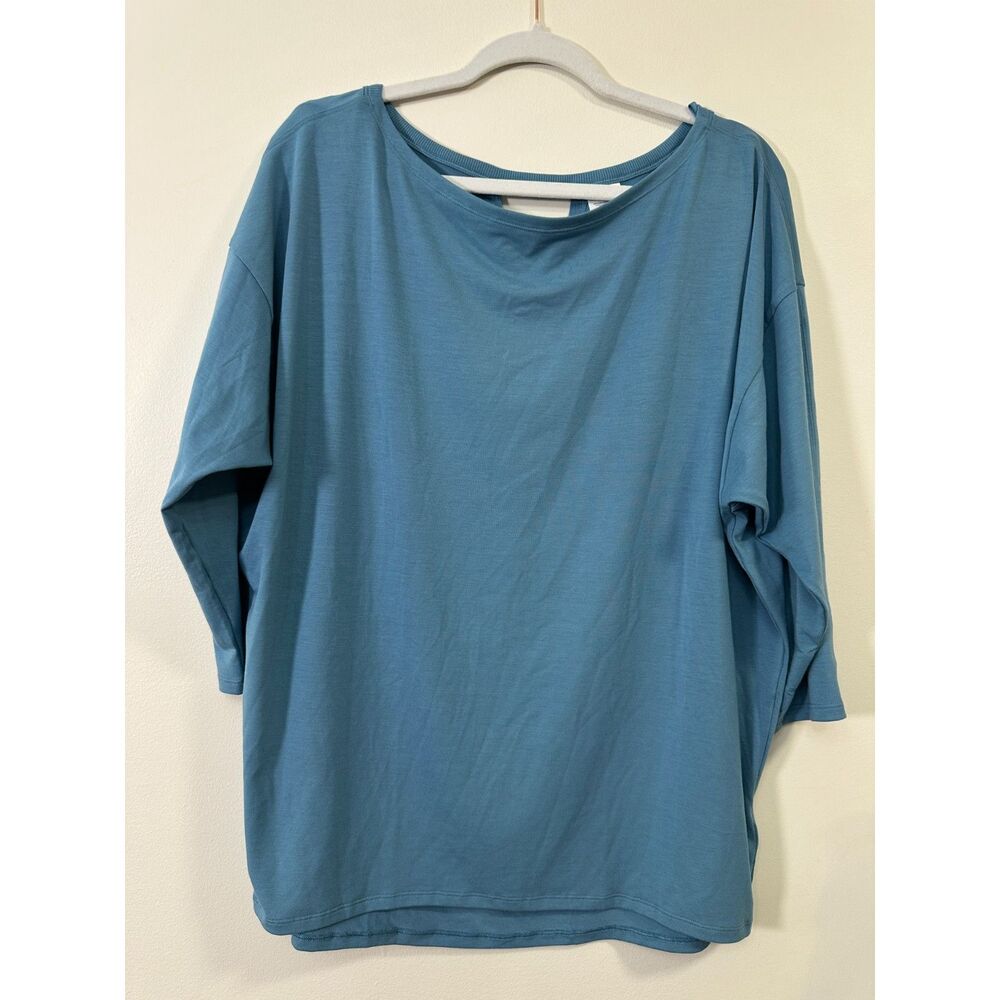 Athleta Move With Ease Top Large Blue Long Sleeve Studio Yoga Tencel L